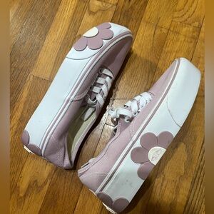 Vans Pink Flower Platform Sneakers Size 7.5